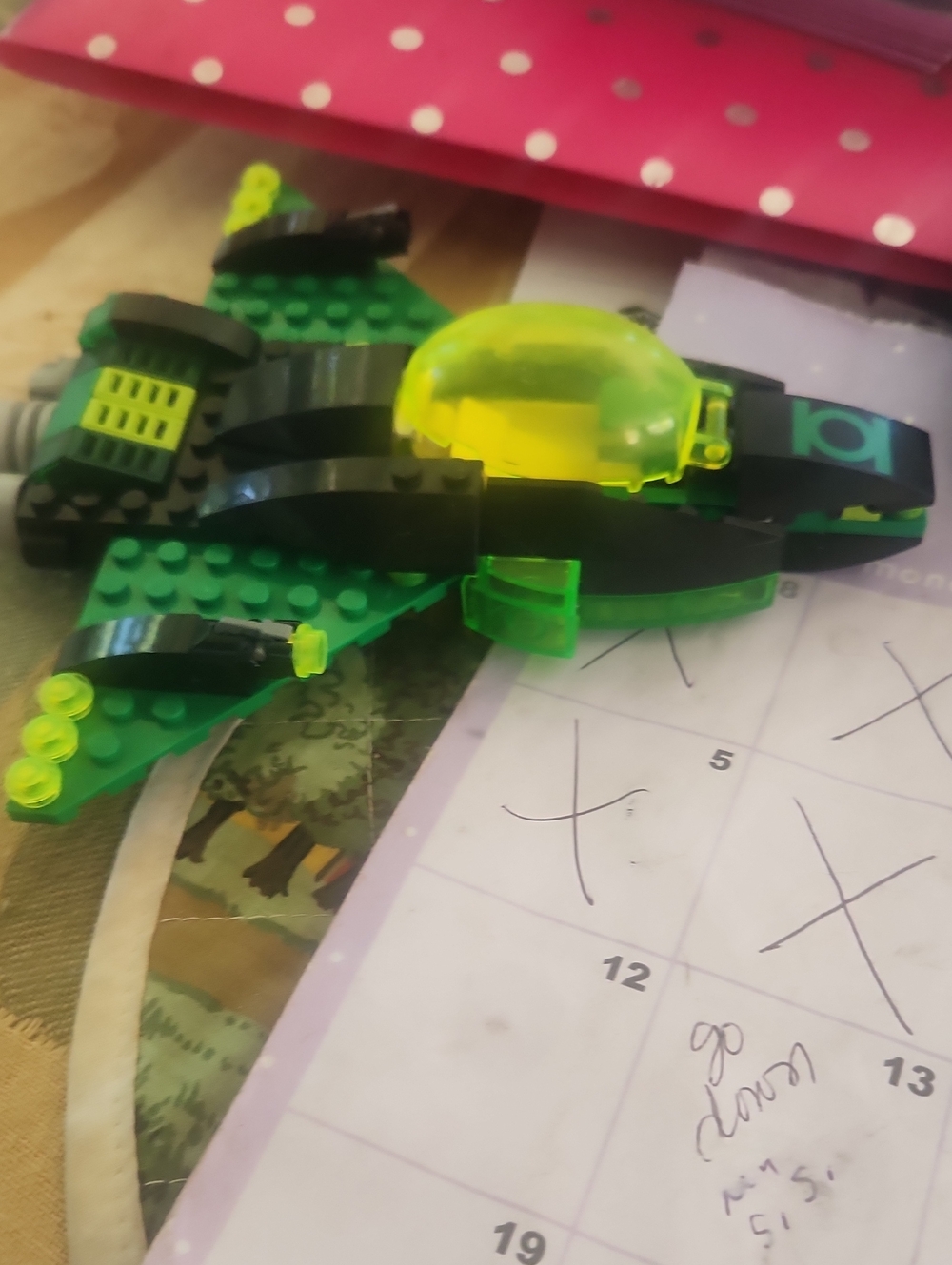 Lego Green and Black Jet with Neon Yellow Canopy
